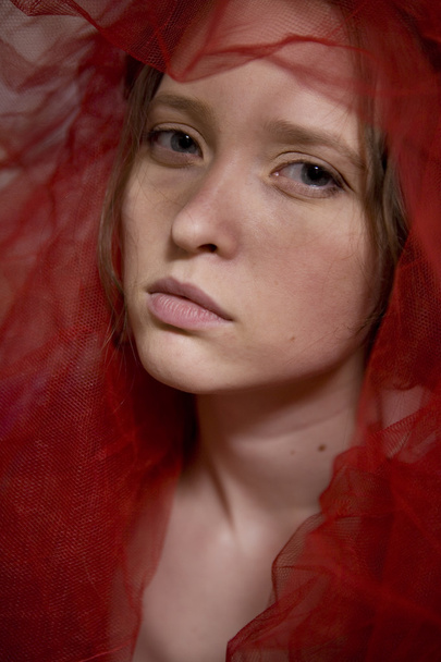 Portrait of the beautiful girl framing scarf - Fotografie, Obrázek