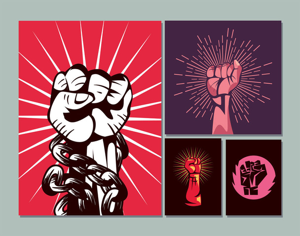 Революція кулаки банери іконки групи векторний дизайн
 - Вектор, зображення