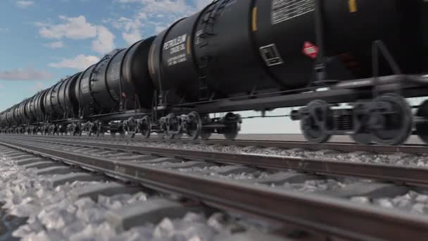 Tren del petróleo de la cisterna con el petróleo crudo que se mueve rápidamente en ferrocarril - Imágenes, Vídeo
