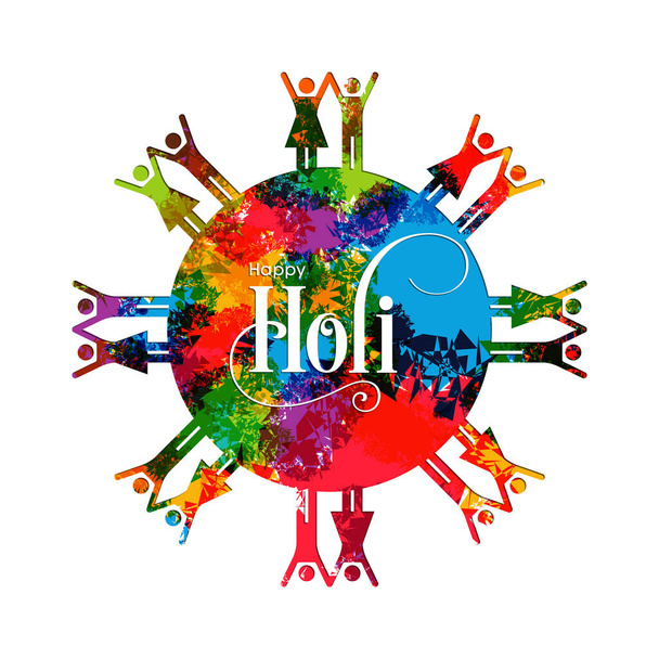 Illustration des Holi-Festes mit farbenfrohen komplizierten Kalligraphie-Vektor. - Vektor, Bild