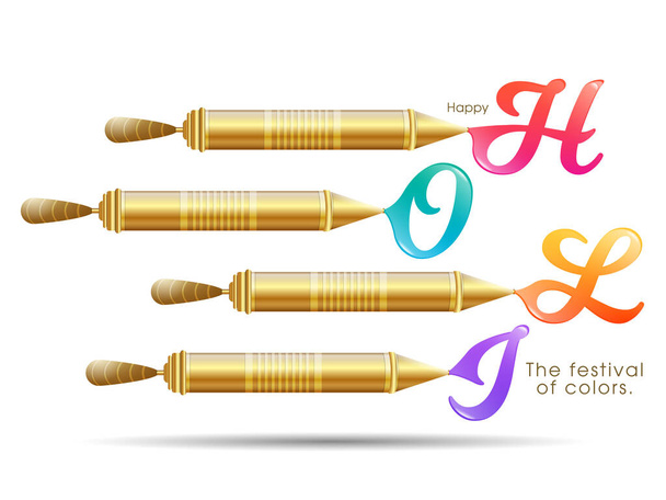 Illustratie van Holi Festival met kleurrijke ingewikkelde kalligrafie vector. - Vector, afbeelding