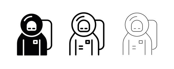 Astronaut suit vector. This symbol, astronaut helmet and suit logo, web and app design. Editable line. Space Icon, Space sign, symbol line vector. - Vector, Image