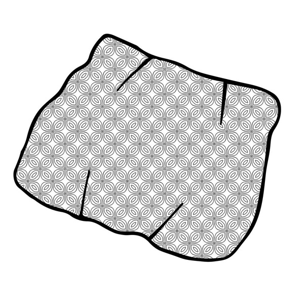 黒いベクトルのアウトライン白い背景に孤立したパターンの枕のイラスト - ベクター画像