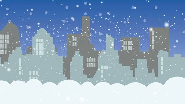 Ilustração 3D - A cidade no inverno durante o dia - Foto, Imagem