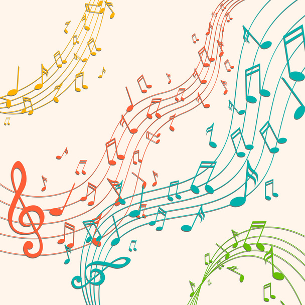 Vector Background with Colorful Music notes - Vetor, Imagem