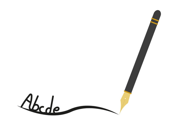 Pen írás egy fekete stroke fehér háttér. - Vektor, kép