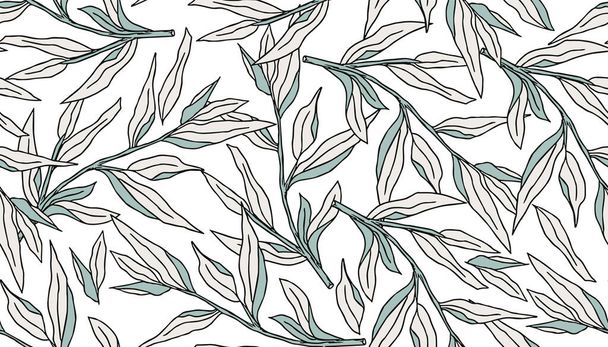 Seamless background of plant branches with leaves. Vector illustration - Vektori, kuva