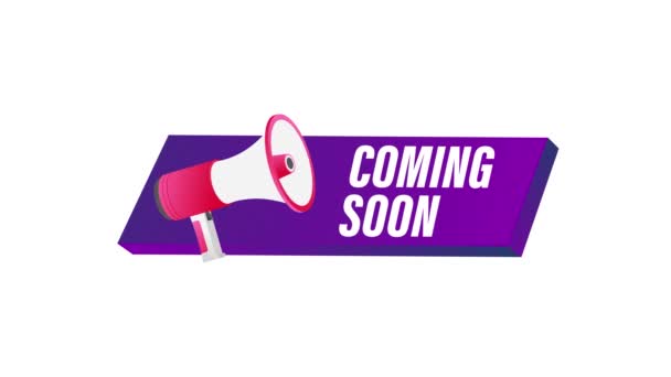 Megaphone label with coming soon. Megaphone banner. Web design. Motion graphics. - Footage, Video