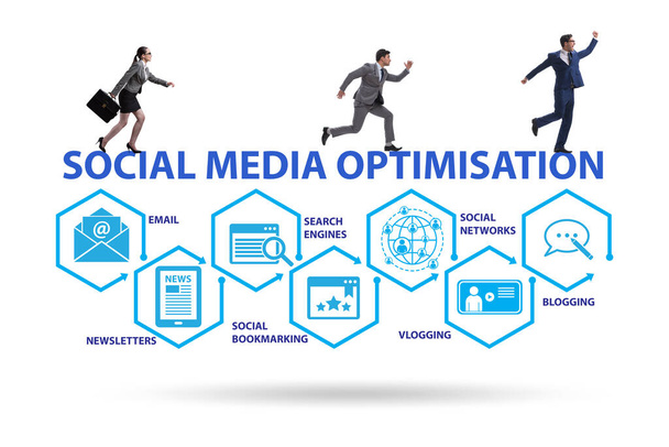 Social media optimalisatie concept met zakenmensen - Foto, afbeelding