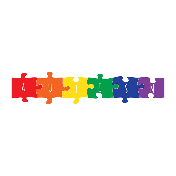autismo mondiale Pezzi puzzle colorati. Simbolo di autismo. Illustrazione medica piatta. Assistenza sanitaria. Illustrazione vettoriale di serie isolato - Vettoriali, immagini