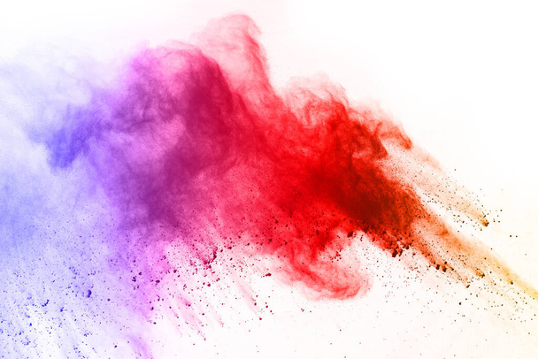 abstract powder splatted background. Colorful powder explosion on white background. Colored cloud. Colorful dust explode. Paint Holi. - Photo, Image