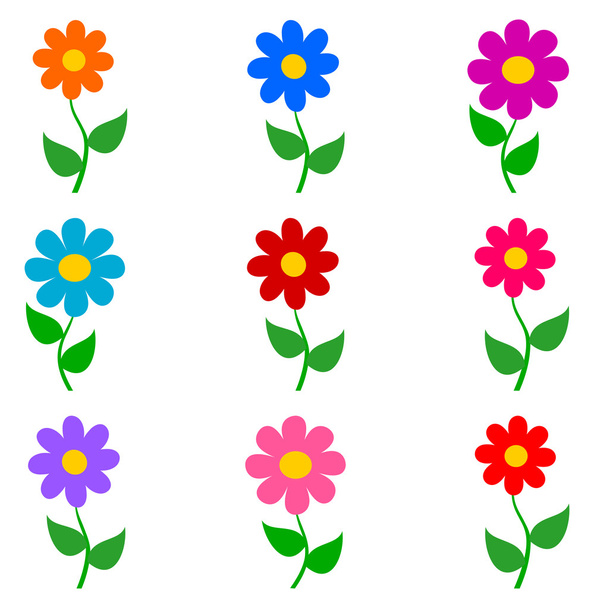 kwiaty w różnych kolorach - Wektor, obraz