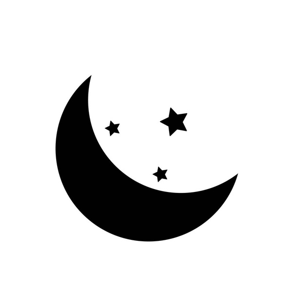Hold és csillagok ikon elszigetelve. Lapos kialakítás. Vektor illusztráció.Éjszaka holddal és csillagokkal - Vektor, kép