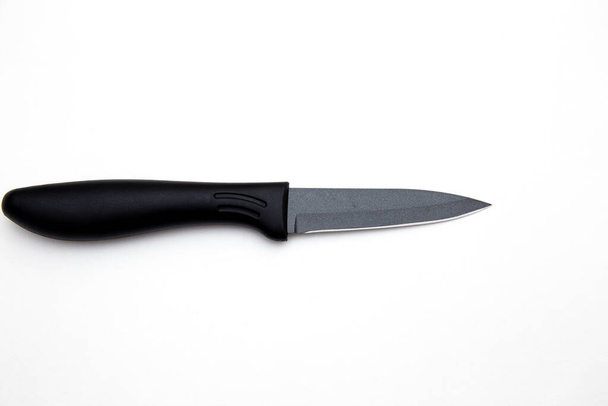 set di coltello da cucina di lusso nero isolato su bianco  - Foto, immagini