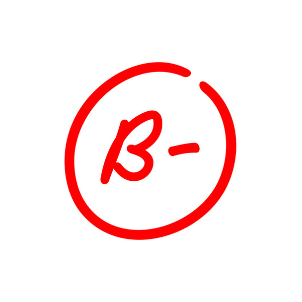 B - βαθμολογία δοκιμής, B μείον βαθμολογία βαθμού, διανυσματική απεικόνιση σχεδιασμού - Διάνυσμα, εικόνα