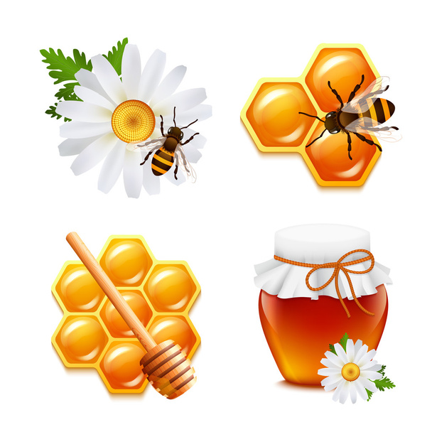 蜂蜜のアイコンを設定 - ベクター画像