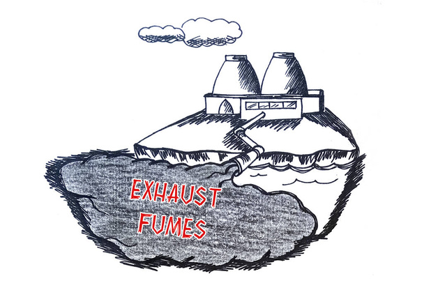 Dünyayı kurtarma kavramının anlamı ExHAust FUMES ve kağıtta yazılar - Fotoğraf, Görsel