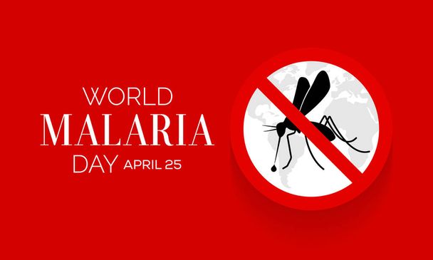 Всемирный день борьбы с малярией отмечается ежегодно 25 апреля и признает глобальные усилия по борьбе с малярией. Векторная иллюстрация. - Вектор,изображение