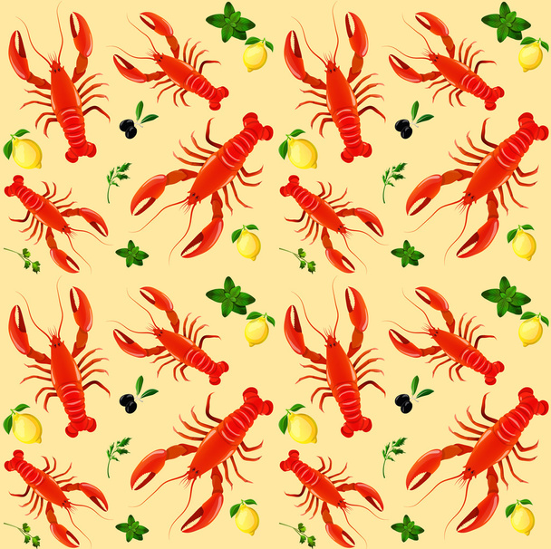 Lobster seamless pattern - Vector, Image