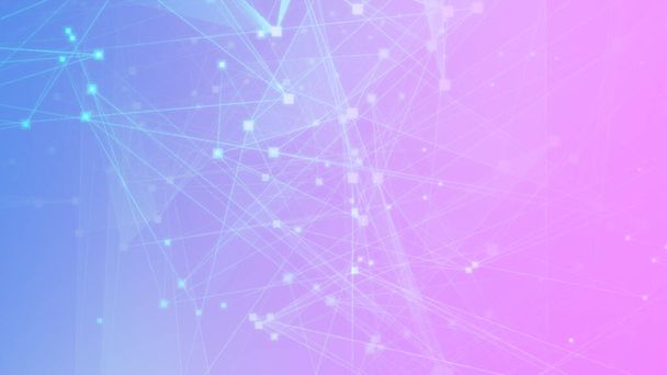 Abstract pink blue polygon tech network with connect technology background. Abstract dots and lines texture background. 3d rendering. - Photo, Image