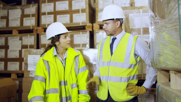 Two industrial workers discussing - Footage, Video