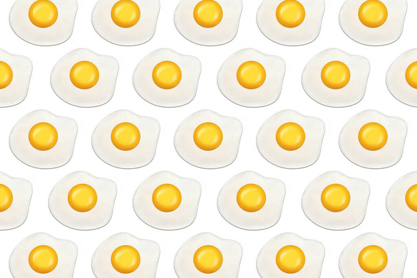 Huevos fritos patrón sin costura sobre fondo blanco. - Foto, imagen