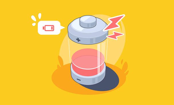 Abstract Battery Charging Icon. Low battery Vector flat illustration. - Vector, Image