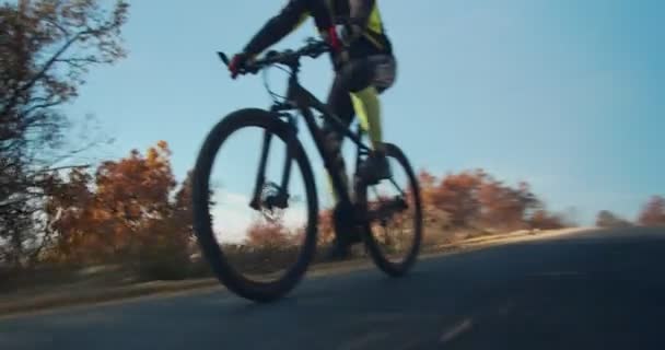 Bicyclist riding trough the country road - Footage, Video