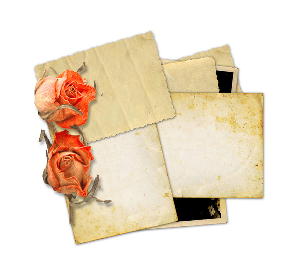 old photos and letters with bouquet - Zdjęcie, obraz
