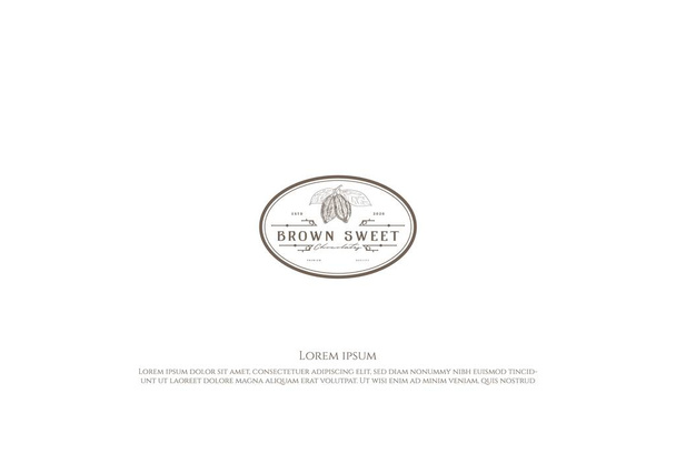 Vieux classique Vintage Retro Chocolat Cacao Cacao Farm Product Label Logo Design vecteur - Vecteur, image