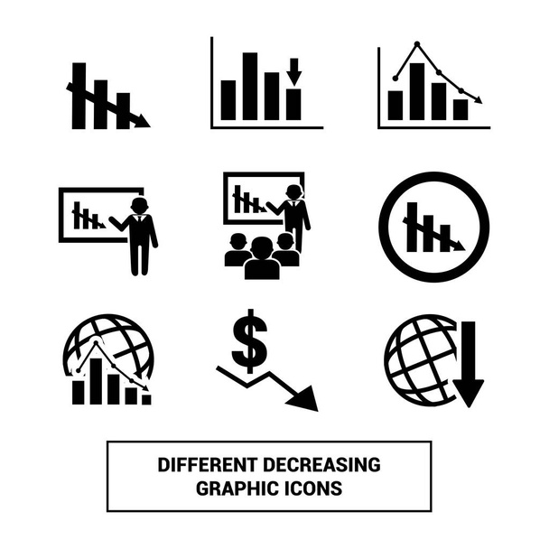 Imagen vectorial. Diferentes iconos de gráficos de arriba hacia abajo. - Vector, Imagen