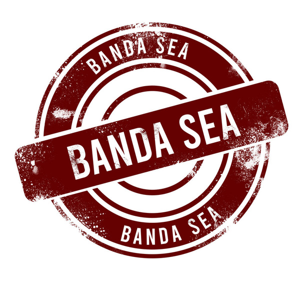 Банда море - красная круглая гранж кнопка, штамп - Фото, изображение