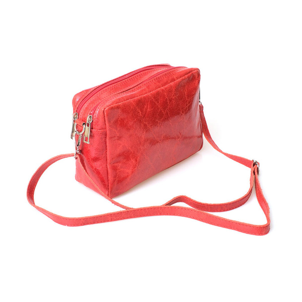 Elegáns piros női kereszt test táska elszigetelt fehér háttér - Fotó, kép