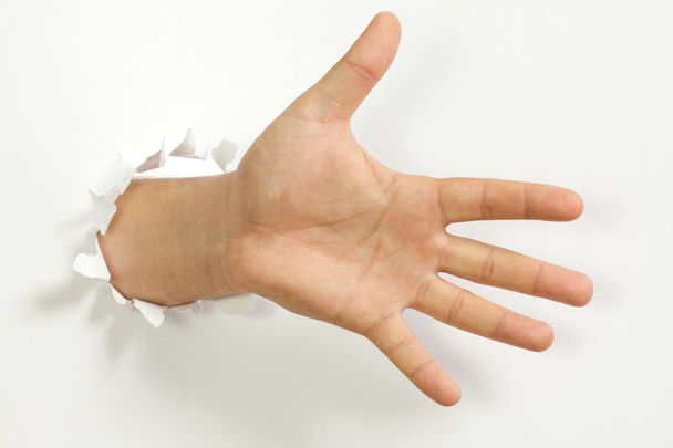La mano dell'uomo è isolata su uno sfondo bianco
 - Foto, immagini