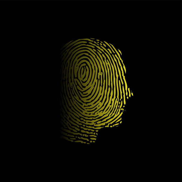 Face ID fond jaune avec empreinte digitale - Vecteur, image
