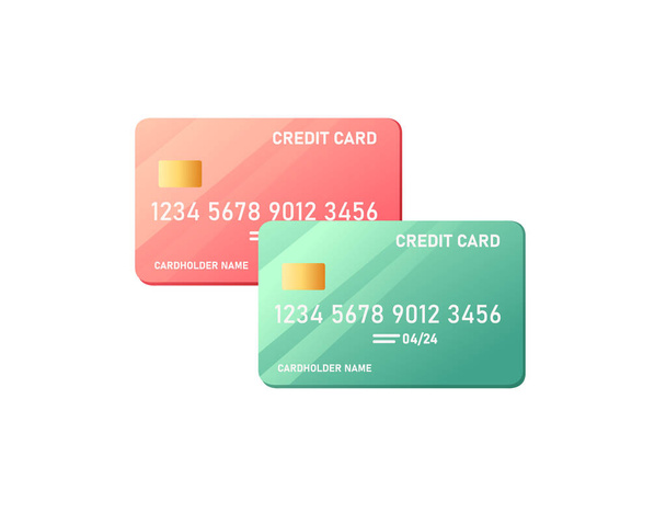 Δύο διαφορετικές κάρτες πλαστικό χρώμα με τσιπ διανυσματική απεικόνιση σε λευκό φόντο - Διάνυσμα, εικόνα