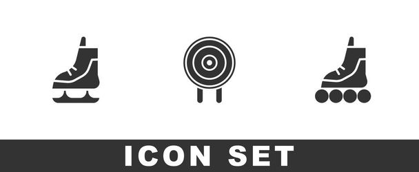 Set Skates, Target sport and Roller skate icon. Vector. - Vector, Image