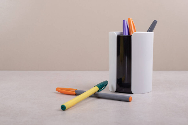Colorful marker pens on white background - Photo, Image