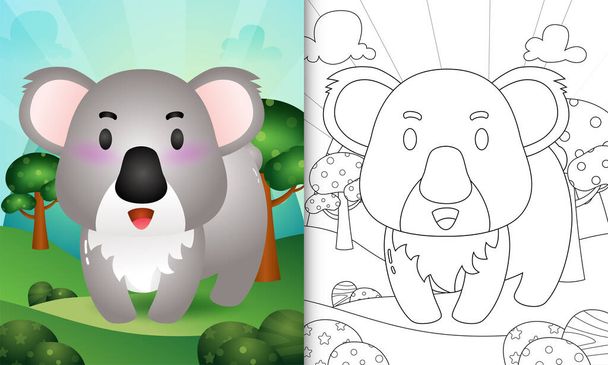 livre à colorier pour les enfants avec une illustration de personnage koala mignon - Vecteur, image