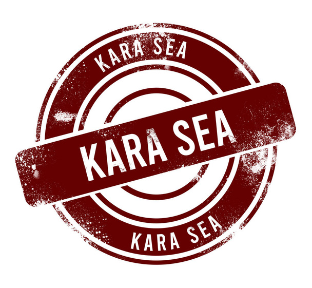 Kara Sea - red round grunge button, stamp - Photo, Image