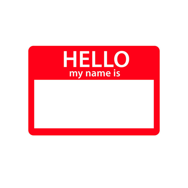 Red vector "Hello my name is" label sticker. Stock vector illustration - Vector, Image