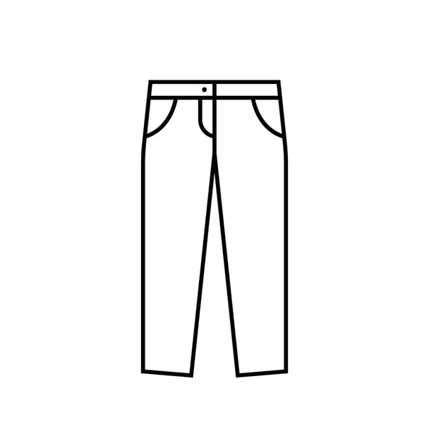 Jeans vector icono en estilo de línea sobre fondo blanco. Signo de stock - Vector, Imagen
