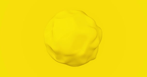  4k明るい日当たりの良い黄色の抽象的なアニメーション背景。液体ボールの中心にランダムな有機移動。流体販売楽しい夏トレンディーなバナー。現代のイースターエッグ。スローモーションポスターを振ってください。レイアウトヒップスターフレーム - 映像、動画