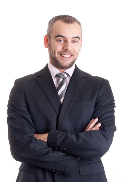 Portrait of happy smiling businessman, isolated on white - Фото, изображение