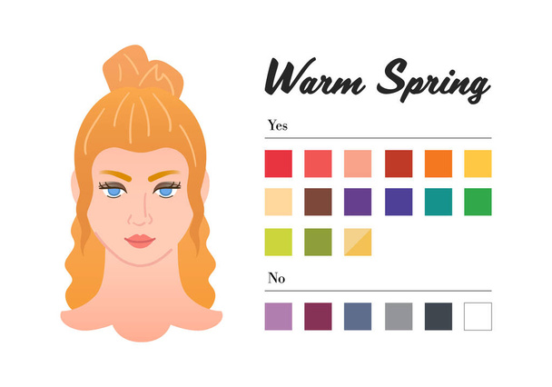 Best colors Warm Spring color type - Vector, Image