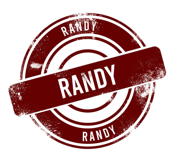 Randy - czerwony okrągły przycisk grunge, znaczek - Zdjęcie, obraz