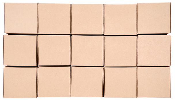 Cardboard boxes. Pyramid from boxes on white background - Photo, Image