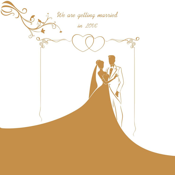 Пара наречених і наречених, золота обкладинка
 - Вектор, зображення