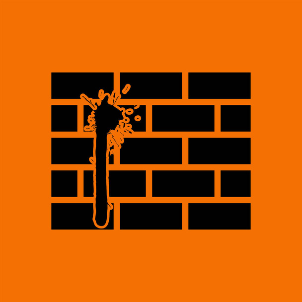 Icono de sangre en la pared de ladrillo. Negro sobre fondo naranja. Ilustración vectorial. - Vector, imagen
