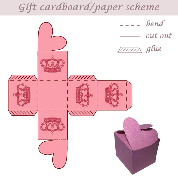 Caja de embalaje de papel de regalo o cartón en forma de corazón para eventos, corte láser - Foto, imagen
